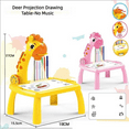 thumbnail image 2 of Funtogether Toys Kids Drawing Projector Table, Giraffe Trace and Draw Art Desk with Light, Includes Projector Slides, 12 Markers & Book, Educational Learning Toy for Toddlers, 2 of 6