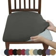 thumbnail image 1 of Nvzi Fundas de asiento impermeables para comedor, fundas protectoras elásticas, extraíbles y lavables para sillas de cocina (4 piezas, gris oscuro), 1 of 3