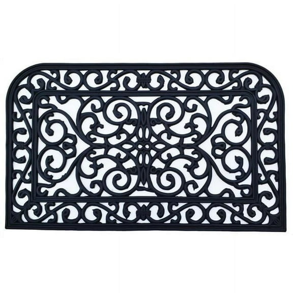 HomeRoots 573954 Rectangle Modern 18 x 30 in. Black Rubber Outdoor Door Mat