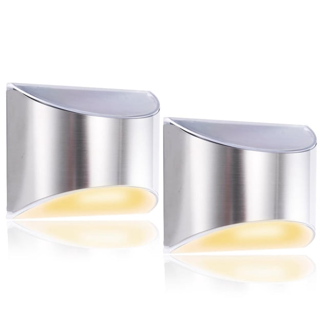 Kearding Luz solar para jardín al aire libre, luz de paso de escalera, luz de pared de acero inoxidable IP65, luz de pared LED impermeable para valla, Iluminación y accesorios No.2 Kearding HA027152-02