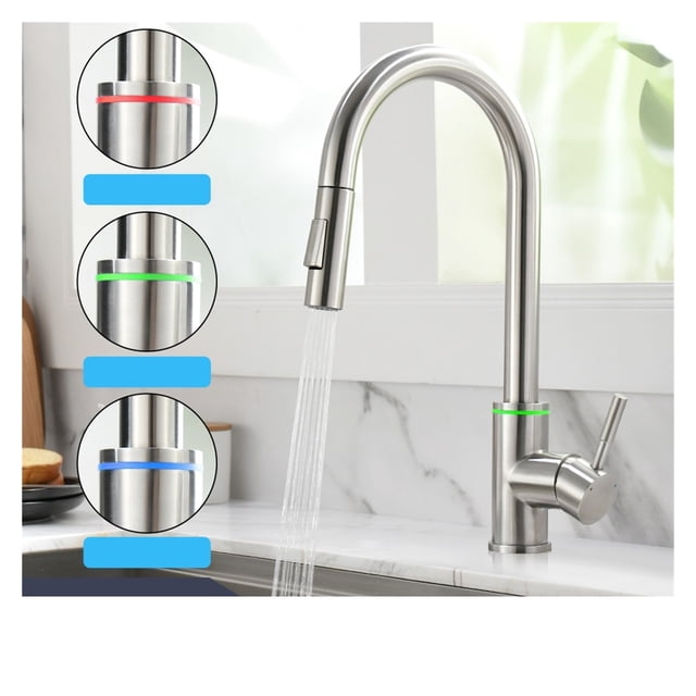 Gold Kitchen Faucets Silver Single Handle Pull Out Kitchen Tap Single Hole Handle Swivel Degree Water Mixer Tap Mixer Tap ,Effortless Installation