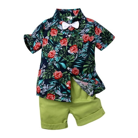 

EHTMSAK Infant Baby Toddler Children Boy 2PCS Shirts and Shorts Set Outfits Summer Short Sleeve Clothing Set Green 9M-7Y 130