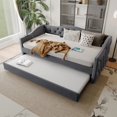 thumbnail image 4 of Harper & Bright Designs Twin Size Upholstered Daybed with Trundle, Velvet Sofa Bed Frame with USB Charging, Gray, 4 of 9
