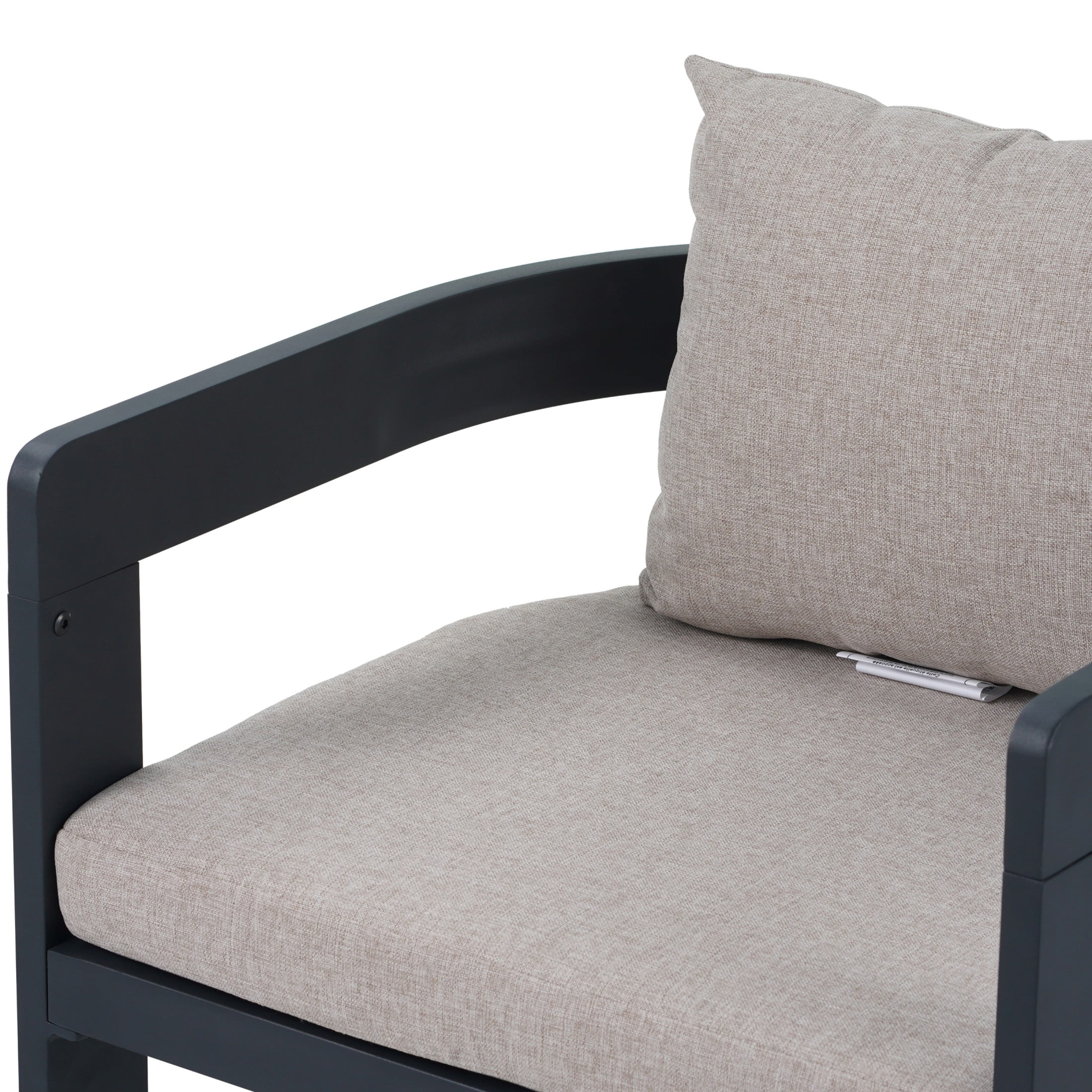 Calistae Outdoor Patio Dining Chairs, Aluminum, Beige + Black, Set of 2