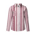 thumbnail image 5 of Babysbule Womens Tops Long Sleeve Womens Fashion V Neck Striped Roll Up Sleeve Button Down Blouses Tops With Pocket Loose Shirt, 5 of 9