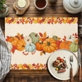 thumbnail image 4 of Thanksgiving Pumpkin Placemats Set of 4 Orange Green Pumpkins Leaves Heat Insulated Linen Place Mats, Washable Stain-Proof Table Mats for Dining Tables Holiday Decor 13x19inch, 4 of 9