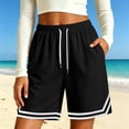 thumbnail image 6 of Uaswgudfs Women's Athletic Shorts - Drawstring Waist Striped Hem with Pockets Casual Summer Gym Shorts, 6 of 8