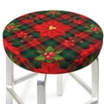 thumbnail image 3 of Hirioo Christmas Plaid Flower for Round Bar Stool Seat Covers Washable Stool Cushion Slipcover Elastic Bar Chair Covers for 12-14 Inch Chair-14 inch, 3 of 7