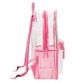 thumbnail image 5 of Clear Transparent Heavy Duty Waterproof Stadium Approved Backpack with Colored Trim and Mesh Side Pockets for Women in Pink, 5 of 6