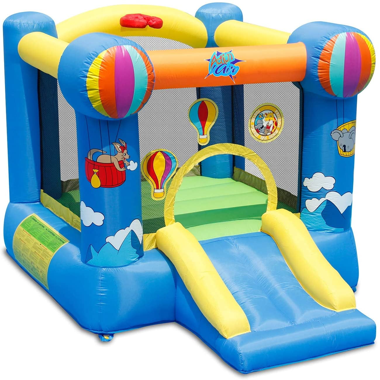 ACTION AIR Bounce House, Inflatable Bouncer with Air Blower, Jumping Castle  with Slide, for Outdoor and Indoor, Durable Sewn with Extra Thick 