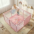 thumbnail image 4 of Baby Playpen, Outdoor Play Yard, Portable Play Yard 4-Panel- Baby Foldable Safety Playpen for Infant Toddler,Pink, 4 of 7