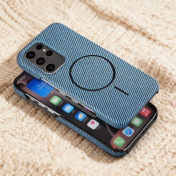 for Samsung Galaxy S24 Ultra Magnetic Case, Carbon Fiber Texture Slim Protective Cover, [Compatible with Mag-Safe] Military Grade Protection Shockproof Phone Cover for Samsung Galaxy S24 Ultra, Blue