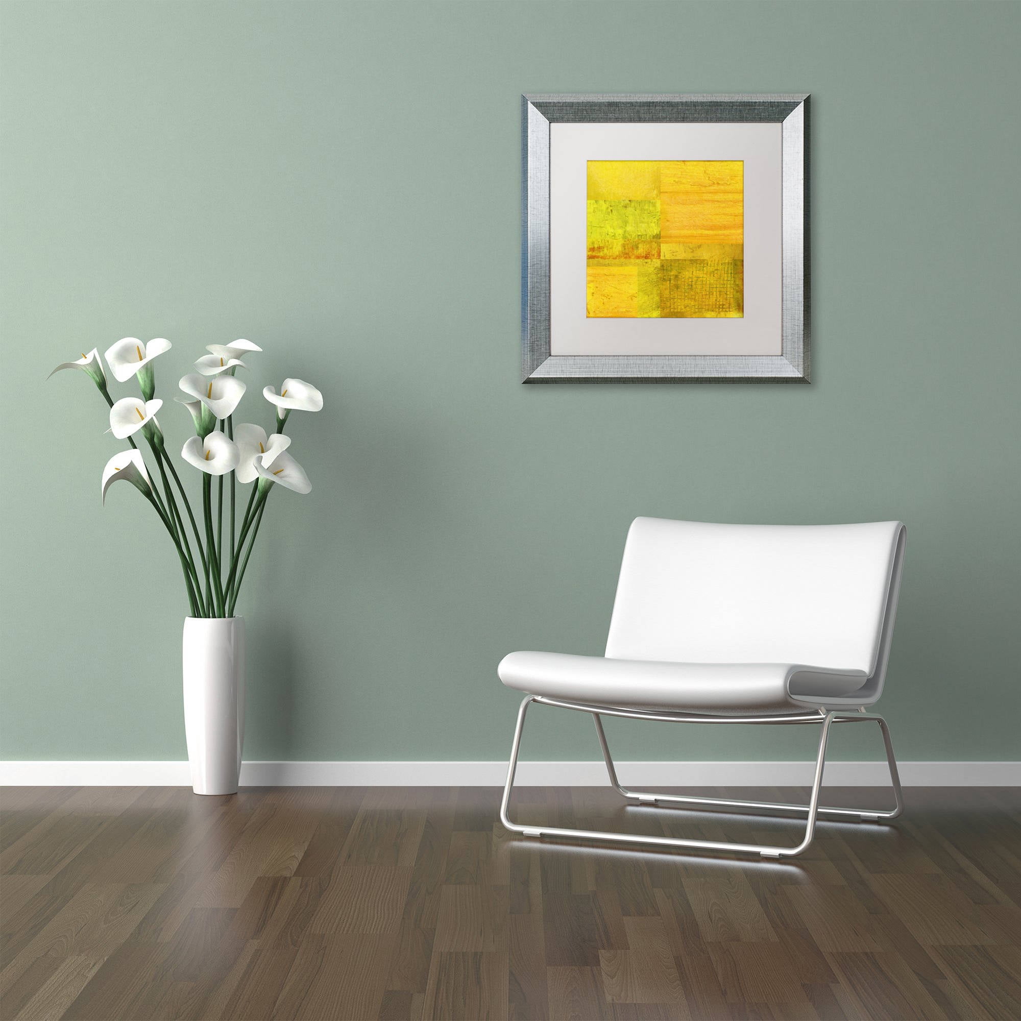 "Essence of Yellow" Canvas Art by Michelle Calkins, White Matte, Silver Frame