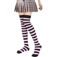 thumbnail image 2 of CHUNTIAN Sox Womens Striped Thigh High Socks Novelty Colorful Over The Knee High Socks Girls Long Stockings Costume Cotton, 2 of 8