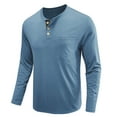 thumbnail image 4 of Lumtrix Mens Casual Short Sleeve Henley Shirts Fashion Button T Shirts with Pocket Long Sleeve Basic Plain Cotton Tee Shirts Light Blue 3XL, 4 of 5