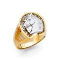 thumbnail image 1 of Solid 14k Yellow and White Gold Two-Tone Cubic Zirconia CZ Lucky Horse Shoe Mens Fashion Anniversary Ring Size 9.5, 1 of 2