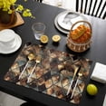 thumbnail image 3 of Brown Teal Geometric Placemats Set of 6, Retro Modern Plaid Abstract Art Placemats for Dining Table, Place Mats for Kitchen Tabletop, Waterproof Wipeable Dining Table Mats Set, 3 of 9