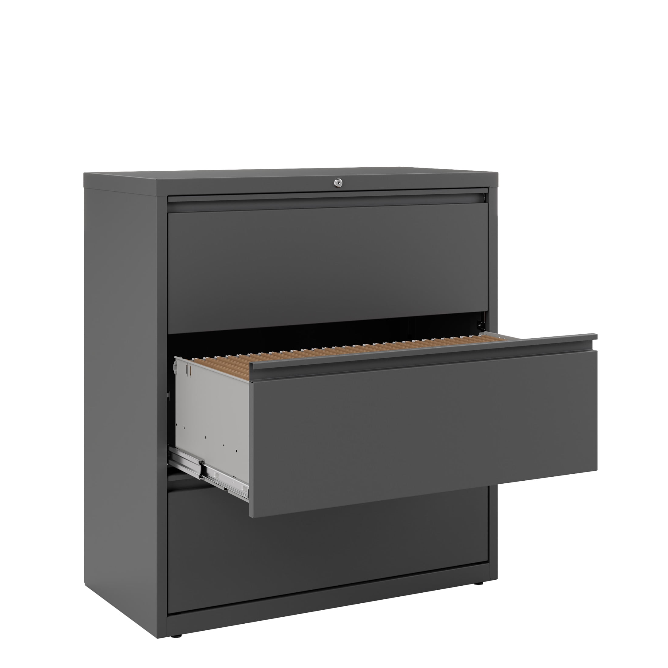 Hirsh 36 Inch Wide 3 Drawer Metal Lateral File Cabinet for Home and Office, Holds Letter, Legal and A4 Hanging Folders, Charcoal