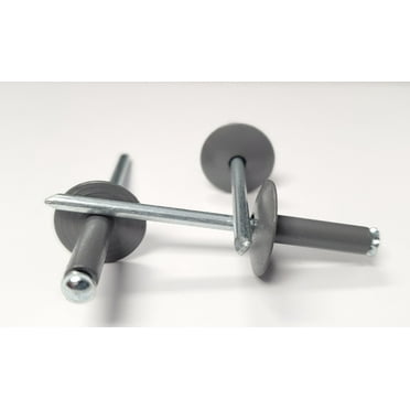 Grey 3/16" Pop Rivets Aluminum Large Head Peel Back Fasteners  .125 - .560 Grip Range