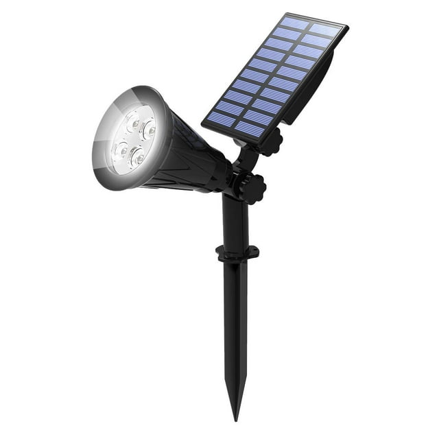 Foco solar LED de pared para exteriores, IP65 resistente al agua, encendido automático por la noche/apagado automático por el día, ángulo ajustable de 180° (blanco)
