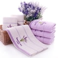 thumbnail image 2 of Juego de toallas de mano Pidada Lavender Floral 100% algodón, paquete de 4, 2 of 7