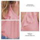 thumbnail image 5 of Top sin mangas con dobladillo con volantes para mujer, cuello en V, Color puro, transpirable, camiseta sin mangas de verano a la moda, rosa, XXL, 5 of 6