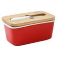 thumbnail image 1 of Butter Storage Box with Slicer Organizing Container Ceramic Refrigerator Cheese Holder Case Organizer Food Container Reusable Fridge Organizing Red, 1 of 9