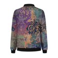 thumbnail image 5 of JURANMO Zip Up Sweatshirts Jackets for Women Long Sleeve Casual Loose Bomber Jacket Vintage Ethnic Print Flight Jacket Outwear with Pockets Purple XXL 50 Percent off Deals Today, 5 of 6