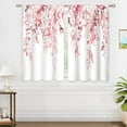 thumbnail image 3 of Pink Eucalyptus Botanical Leaves Floral Kitchen Window Curtains Over Sink Farmhouse Flower Leaf Small Window Treatment Cafe Short Curtains for Bathroom Treatment Tier Drapes 27.5x39 inch, 3 of 6