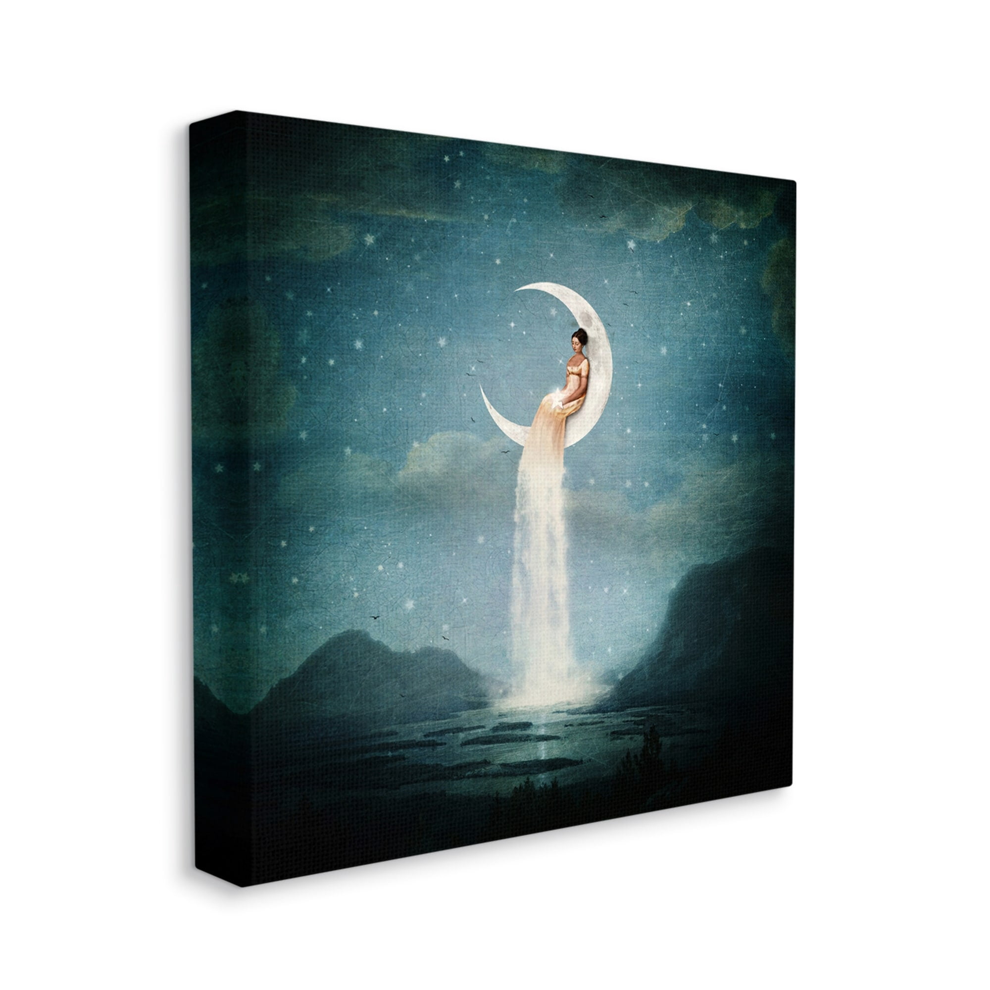 Stupell Industries Mountainous Ocean Landscape Moon Dress Waterfall Canvas Wall Art, 30 x 30, Design by Paula Belle Flores
