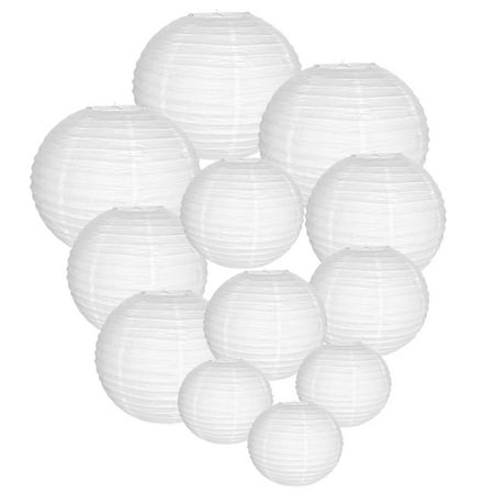 Decorative Computer Paper - Just Artifacts Decorative Round Chinese Paper Lanterns 12pcs Assorted Sizes (Color: White)