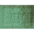 thumbnail image 1 of Ahgly Company Machine Washable Indoor Rectangle Oriental Turquoise Blue Industrial Area Rugs, 8' x 10', 1 of 4