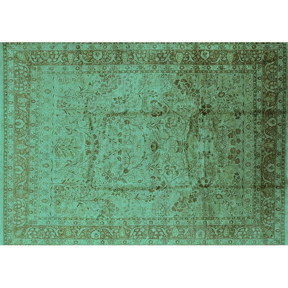 Ahgly Company Indoor Rectangle Oriental Turquoise Blue Industrial Area Rugs, 6' x 9'