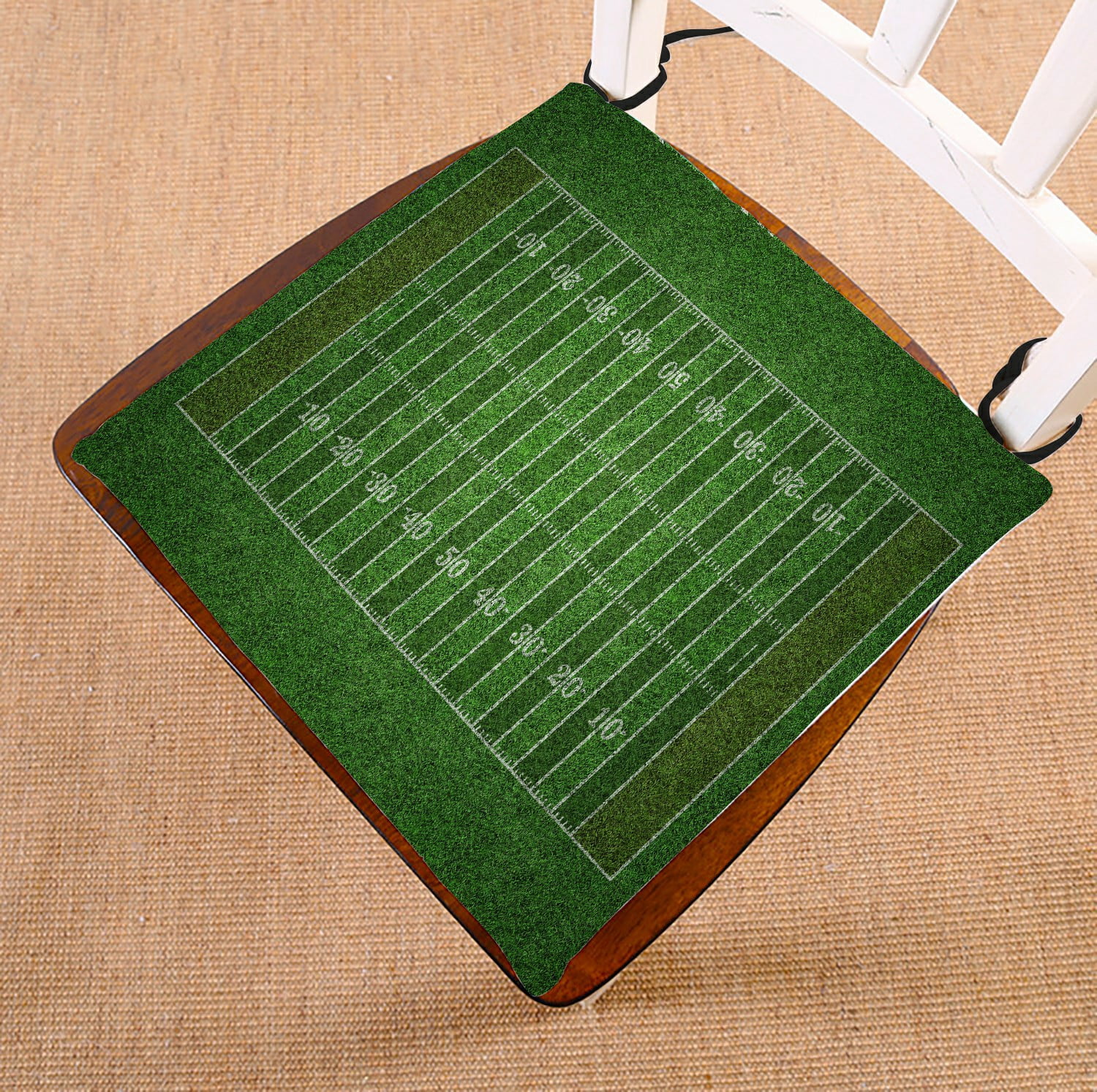 ECZJNT Green grass American football field white lines marking pitch