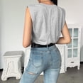thumbnail image 3 of JINMGG Tank Tops for Women under $5,Ladies Fashion Solid Sleeveless V-neck T-Shirt with Shoulder Pad Loose Vest Gray S, 3 of 9