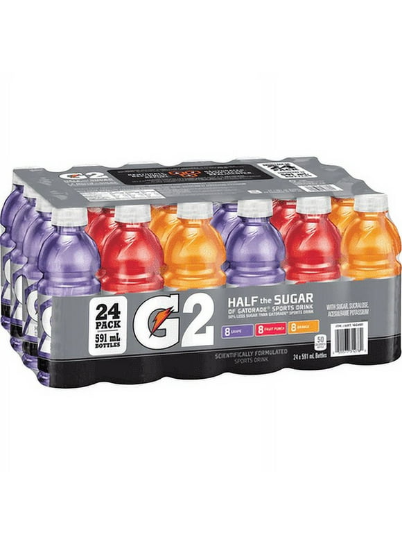 GATORADE G2 Clubpack Sports Drink - Light Hydration Variety Pack | 591ml Bottles- 24/Case