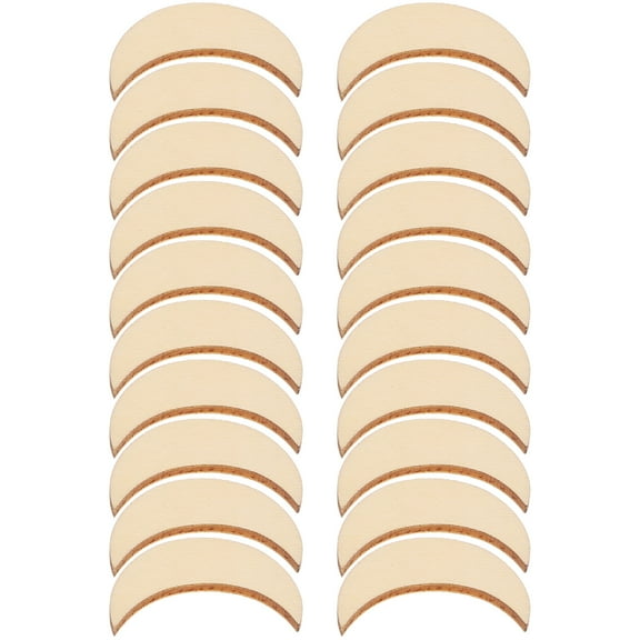 20pcs Cutouts Moon Shaped Unfinished Wood Slices Predrilled Blank Wood Crafts Chips Tags Embellishments Ornament for DIY Pendant Hanging Decor 4CM