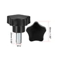 thumbnail image 2 of Uxcell M12 x 25mm Male Thread 48mm Head Star Knobs Zinc Plated Black 1 Pack, 2 of 5