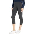 thumbnail image 3 of HUE Wide Waistband Blackout Cotton Capri Leggings Graphite Heather, 3 of 3