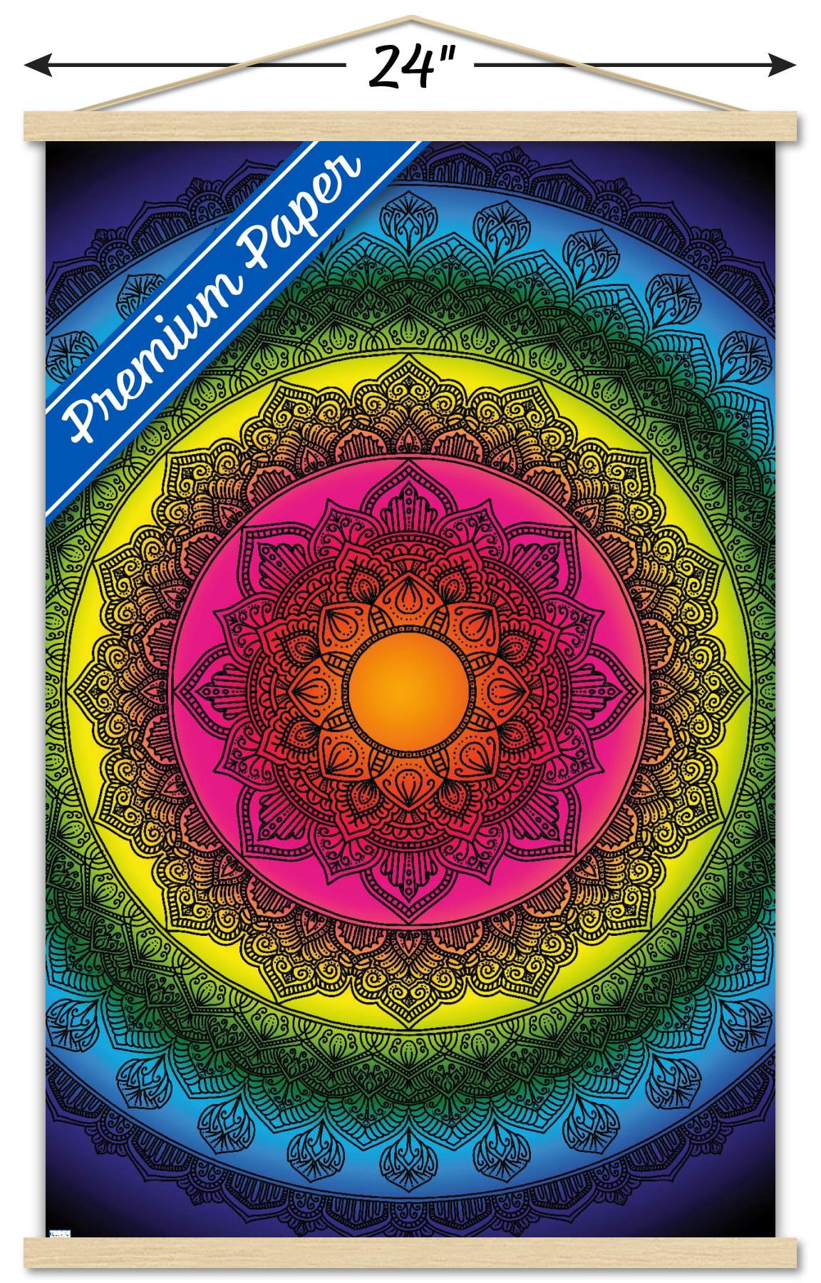 Delyth Angharad - Rainbow Mandalas Wall Poster with Magnetic Frame, 22.375" x 34"