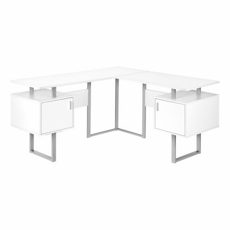 UPC: 0680796086831 | Monarch Specialties 58 In. Computer L-Shaped Corner Desk with 2 Cabinets  White  Grey