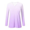 thumbnail image 4 of ZUKMRJPC Women's V Neck Long Sleeve T Shirts Fashion Gradient Color Casual Lightweight Tunic Tops Slim Fit Soft Comfy Basic Tees, 4 of 6