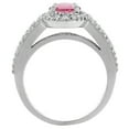 thumbnail image 2 of 10K White Gold Natural Pink Topaz Halo Ring Oval 8x6 mm with Diamond Accents, size 8, 2 of 4