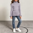 thumbnail image 6 of BLVB Girls Turtleneck Sweaters Pullover Toddler Baby Kids Ribbed Knit Ruffle Long Sleeve Jumper Tops Fall Winter Clothes(Gray,7-8Years), 6 of 8