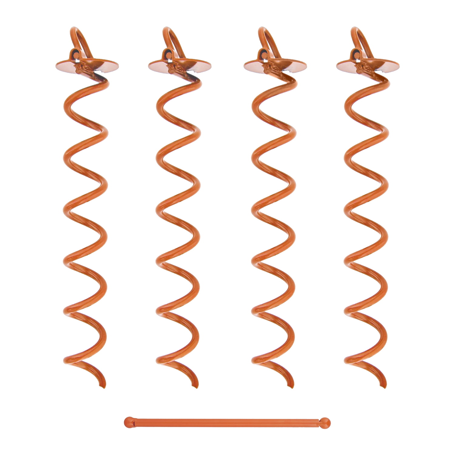 4 Pack 10 Inch Orange Twist Tent Stakes 7Penn Spiral Ground Anchors 