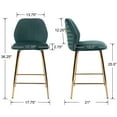 thumbnail image 2 of Dayalane Velvet Bar Stools Set of 2, Modern 26" Counter Height Barstools with Ring Pull Back and Footrest, Upholstered Kitchen Island High Chairs for Restaurant Bar Kitchen Counter, Green, 2 of 6