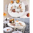 thumbnail image 6 of Round Fitted Tablecloths with Elastic Edge Fall Thanksgiving Pumpkin Flower Oil-Proof Waterproof Wipeable Table Cover for Kitchen Dining Party Decor Maple Leaves on White Table Clothes,36" - 44", 6 of 6