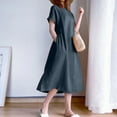 thumbnail image 4 of Summer Dresses for Women, Womens Dresses,Women's Casual Short Sleeve Elastic Waist Dress Round Neck Solid Loose Flowy Comfortable Summer Outfit, 4 of 6