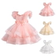 thumbnail image 6 of ZACPNCV Girl Flower Dress Flower Design Princess Wedding Dress for Toddler and Baby Girl Beige 4-5 Years, 6 of 6