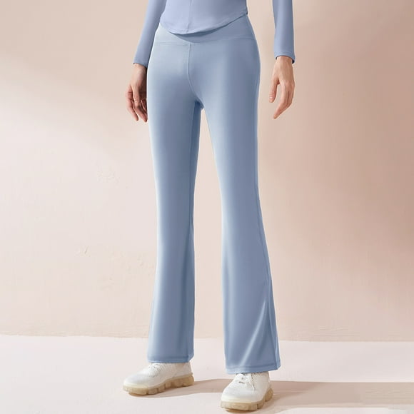Simua Fashion Women High Waisted Stretchy Bell Bottoms Fleece Pants Slim Fit Flared Trousers Yoga Leggings